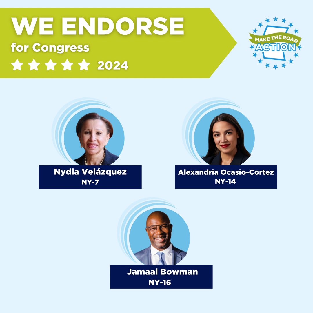 Today, Make the Road Action is thrilled to announce our 2024 members’ endorsement for this slate of progressive champions! We are proud to stand with these candidates and fight for the respect and dignity we all deserve. 🙌