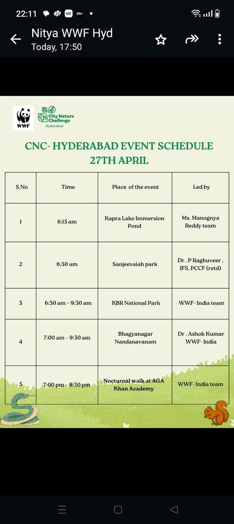 Tomorrow's schedule 27th April . CNC volunteers can join in any of these places and/or explore places of their own choice. Let us sustain the tempo