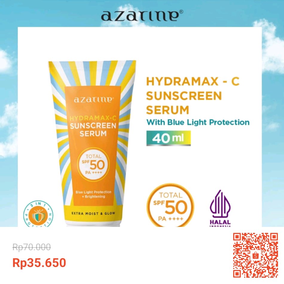 Temukan dan dapatkan Azarine Hydramax-C Sunscreen Serum SPF50 PA++++ 40ml [LOLOS UJI INVIVO INVITRO] Sunscreen kulit kering sensitif hanya Rp35.650 di Shopee sekarang juga! shope.ee/8UmVAFtCjw?sha… #ShopeeID