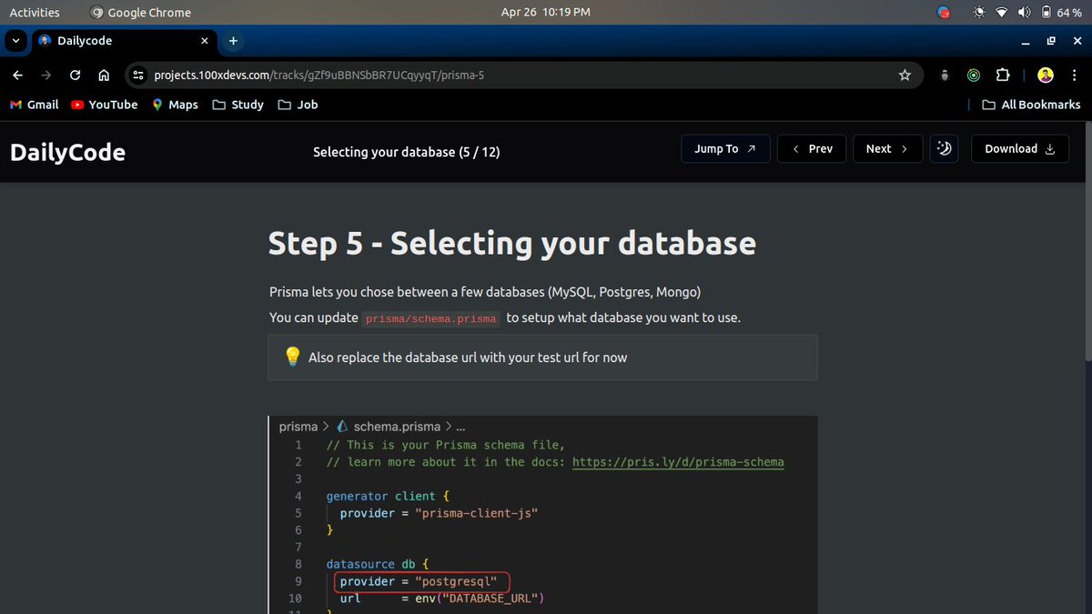 Round 2 of #100DaysOfCode! 🌟
Day 50

1. Today learn About ORM.
2. In ORM I learn about Prisma.
3. How to use Prisma with Postgres and MongoDB.
4. Create a todo application

#codinglife #codingcommunity #webdev #programming #code #javascript #backend #frontend #DSA #Java