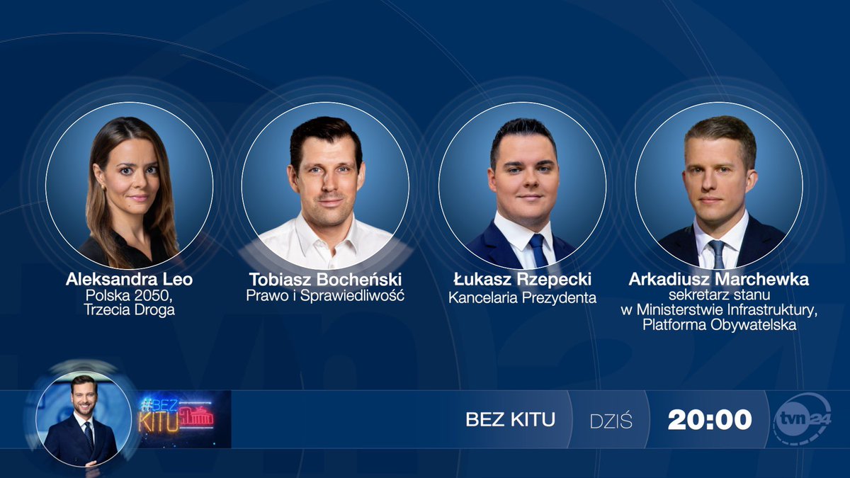 📍Dziś w takim gronie spotkamy się w #BezKitu o 20:00 w TVN24. Jeśli macie Państwo pytania do dzisiejszych gości - proszę dawać znać! 😉 @tvn24