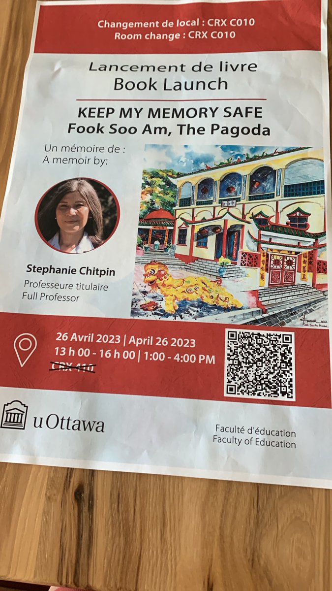 One year ago today was a great day, the launch of my memoir Keep my Memory Safe, Fook Soo Am, The Pagoda. Thanks to all the readers for your support and to ⁦@BarakaBooks⁩ for publishing it. ⁦@ELN_RLE⁩ ⁦@uOttawaEdu⁩