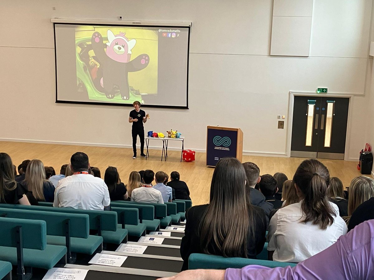 We had the fantastic @tomrocksmaths visit LUSoM today to deliver 2 talks to students. We had high schools from across Lancashire attend for a KS3 talk on the 'Maths of Pokemon' followed by a talk for our LUSoM students on 'Modelling the spread of pollution in the ocean'.
