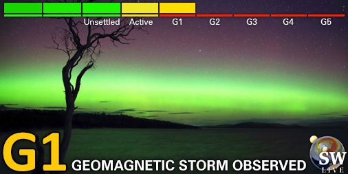Minor G1 geomagnetic storm (Kp5)
Threshold Reached: 16:49 UTC
Follow live on spaceweather.live/l/kp