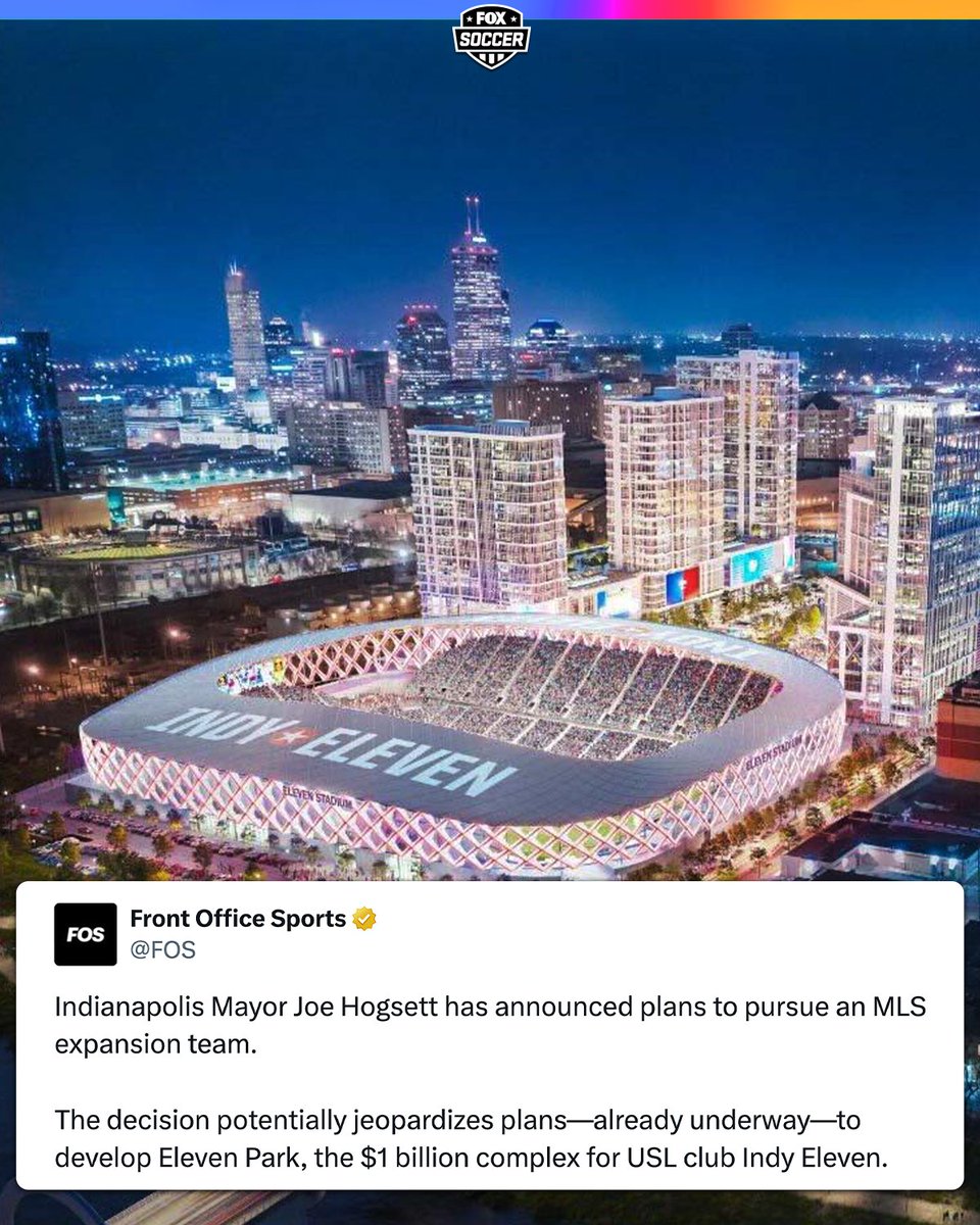 Indianapolis Mayor Joe Hogsett says there are plans to pursue an MLS expansion club in Indiana 👀 What are your thoughts on the idea of more MLS expansion clubs after San Diego FC becomes the 30th club in MLS in 2025? 🤔🇺🇸 (h/t @FOS)