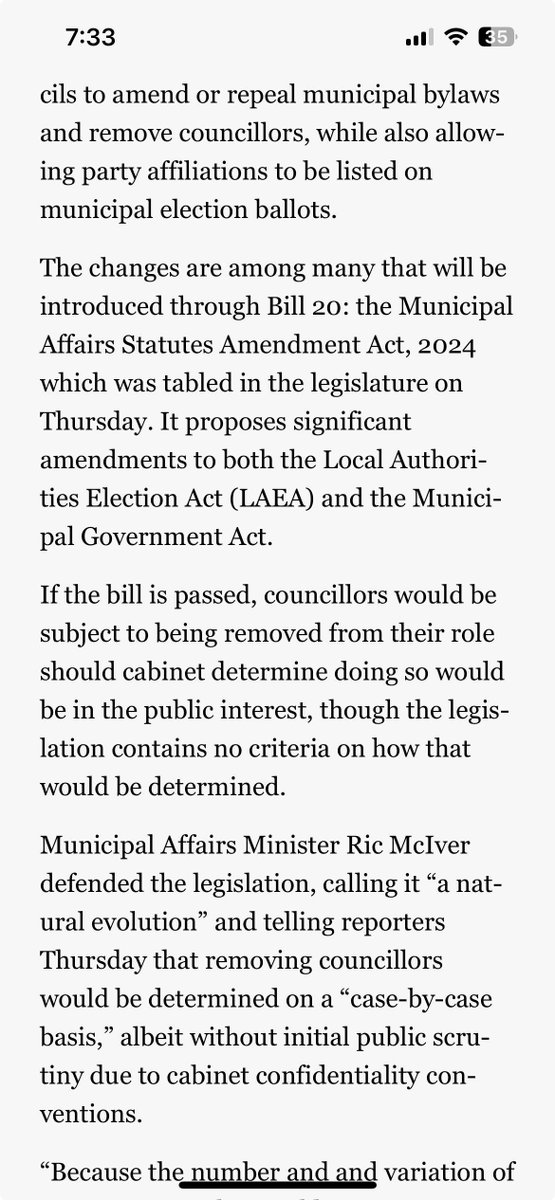 The Province of Alberta is making some major changes to its municipal legislation, including new rules that would let the government remove an unethical Member of Council. I'll watch to see how that goes, and hope that Ontario learns some lessons.