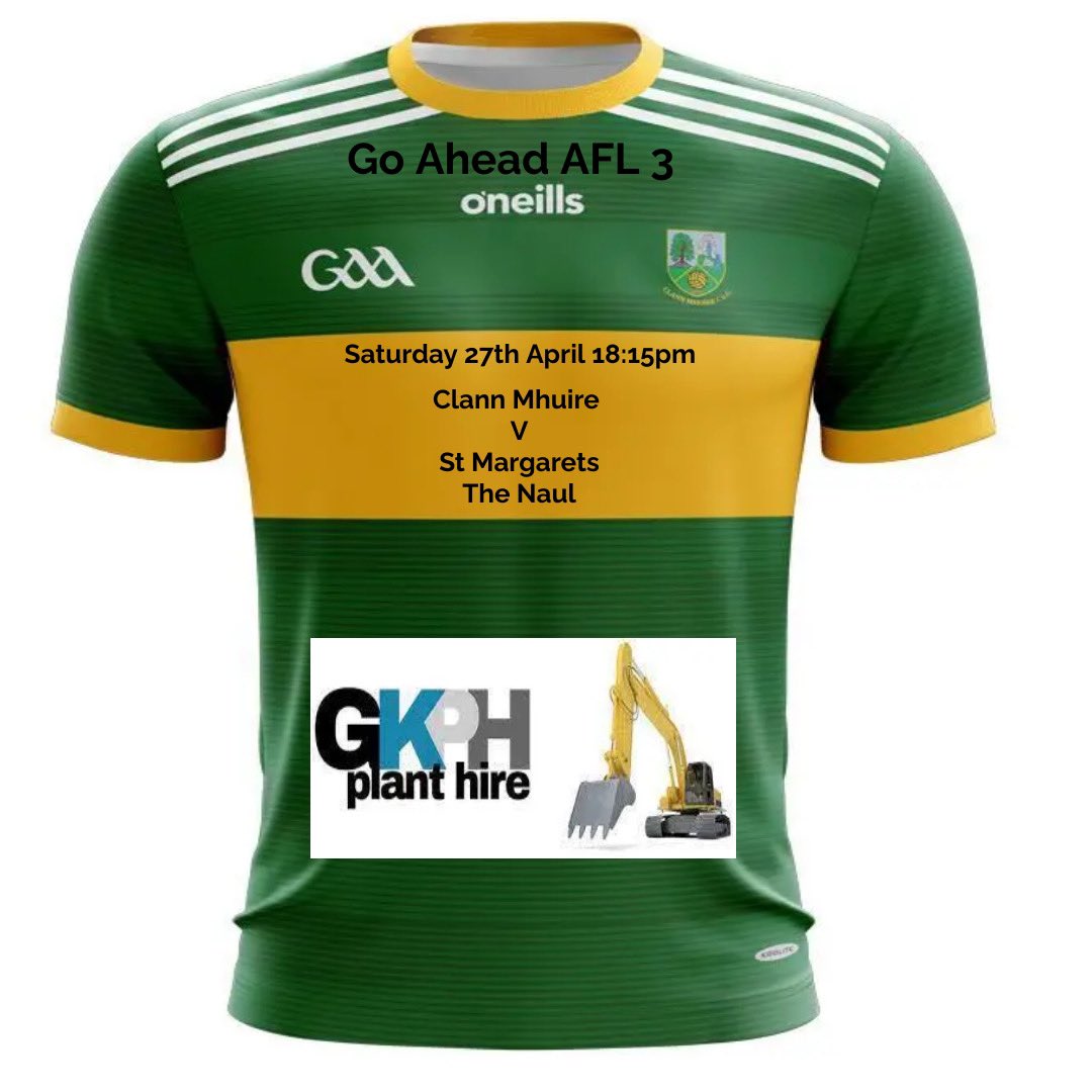 Men’s 1st team will be looking to bounce back from a 1 point defeat midweek on Saturday when they take on St Margarets. Game is at 6.15pm in The Naul & we hope to see a big support for the Lads 🙌🏼 1st team proudly sponsored by Gerry Kearns Plant Hire💚💛#SmallVillageBigDreams