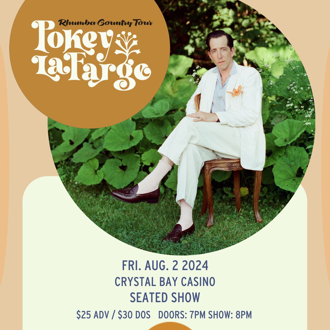 Tickets are now officially ON SALE!! Get your tickets now for this AMAZING seated show with Pokey LaFarge!! It is sure to be one you do not want to miss! 🤩📣🎵
#CrystalBayClubCasino #TahoeNightlife #MusicInTahoe