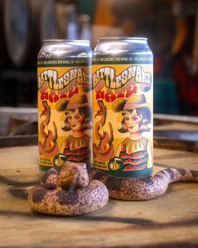 Meet Rattlesnake Kate! 🐍✨ This Hazy Triple IPA honors Colorado's legendary figure with a 'venomous' (..see what we did there? 😉) flavor blend of El Dorado, Galaxy, Nectaron + Rakau hops. At 10.1% ABV, it's untamed and enchanting! 🍺🌵 #CraftBeer #RattlesnakeKate