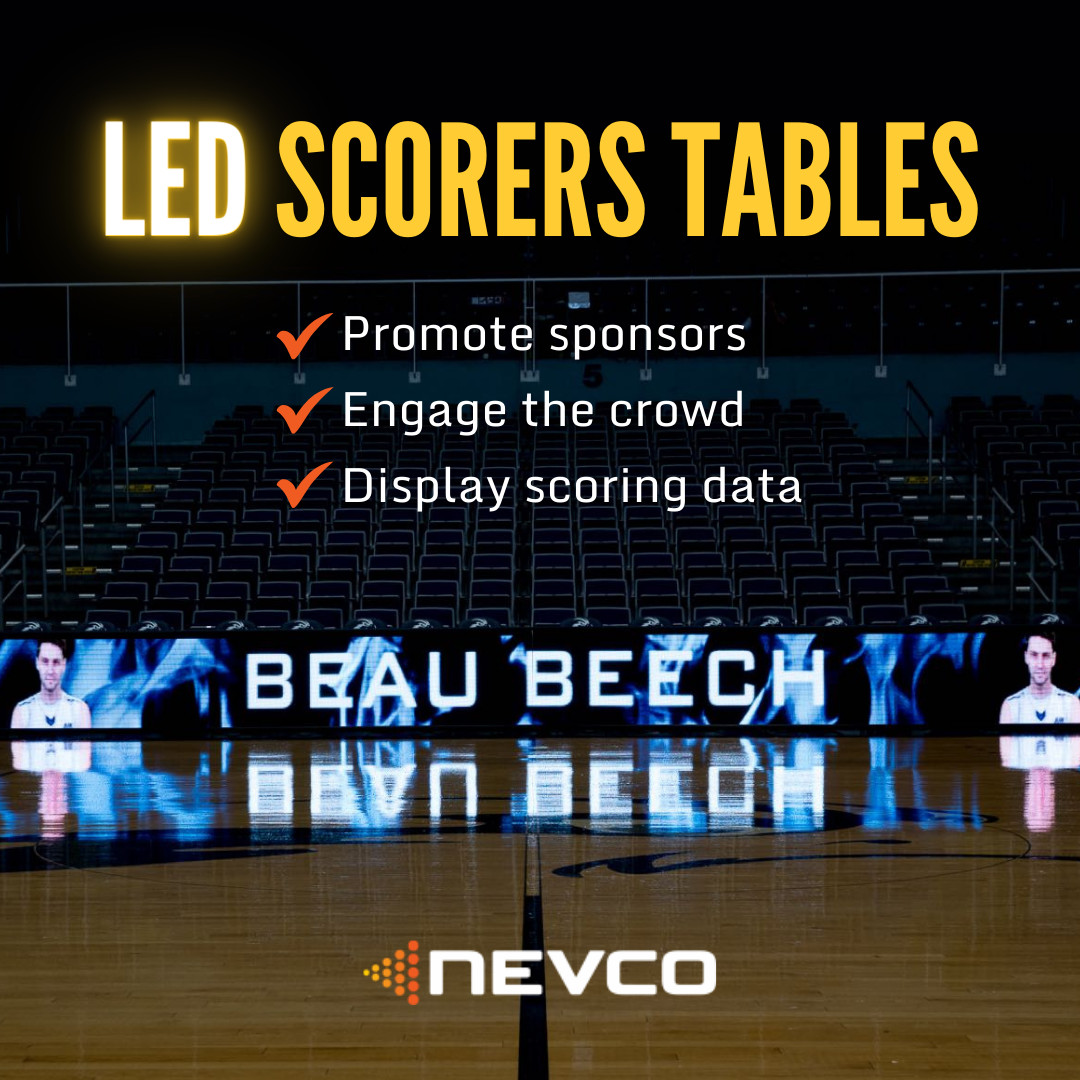 💡 Light up your gym with our LED scorers tables! Benefits include: 💼 Promote sponsors for added revenue 🎉 Engage fans with dynamic content 📊 Display game stats in real-time 🔗 Learn more: nevco.com/products/score… #nevco #displays #led #scoreboards #manufacturing