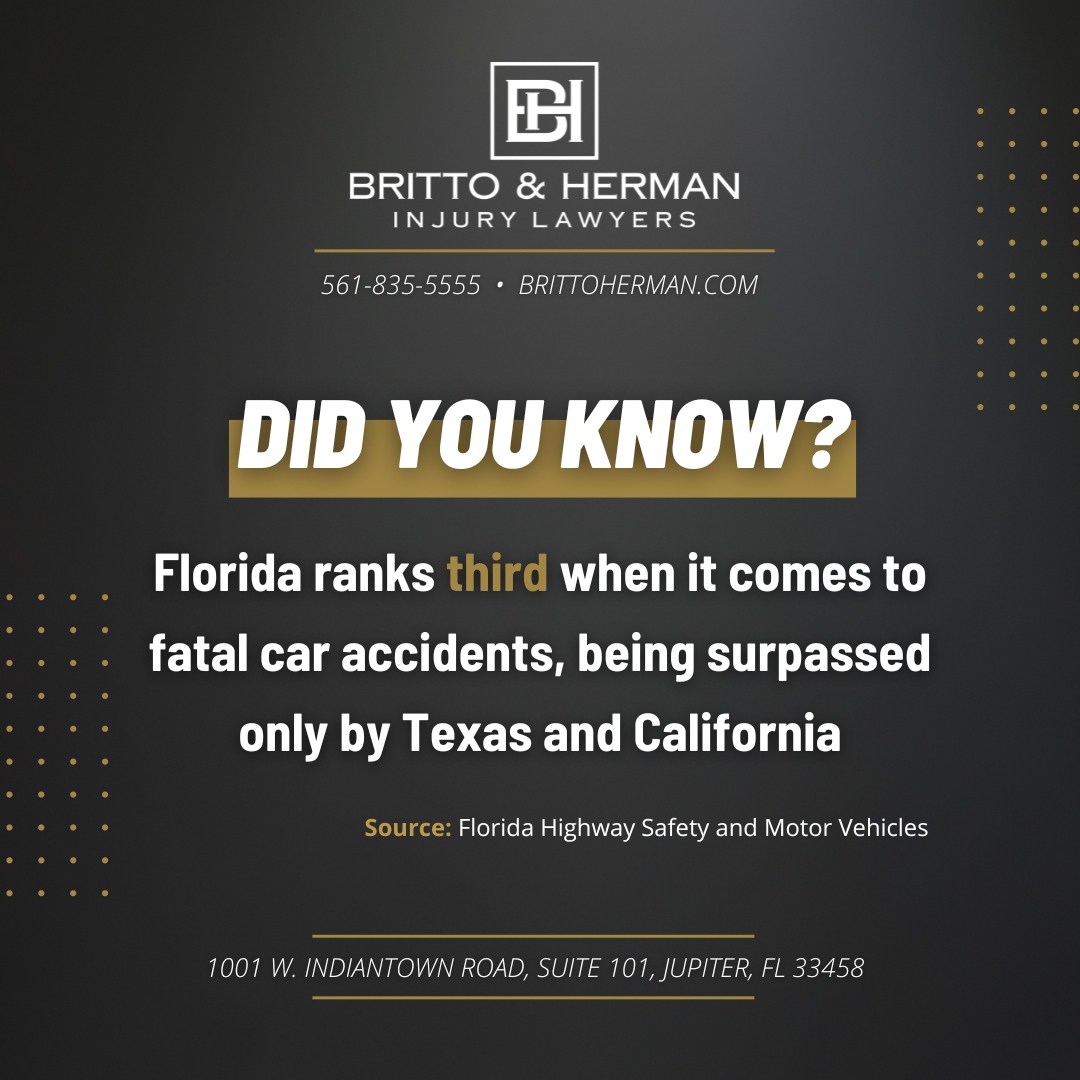 🚗 Florida Alert: Our state currently holds the unfortunate distinction of ranking third in fatal car accidents nationwide, behind Texas and California.
.
.
#DriveSafeFlorida #RoadSafety #jupiterflorida #palmbeachcounty #injurylawyer #caraccident #jupiterattorney