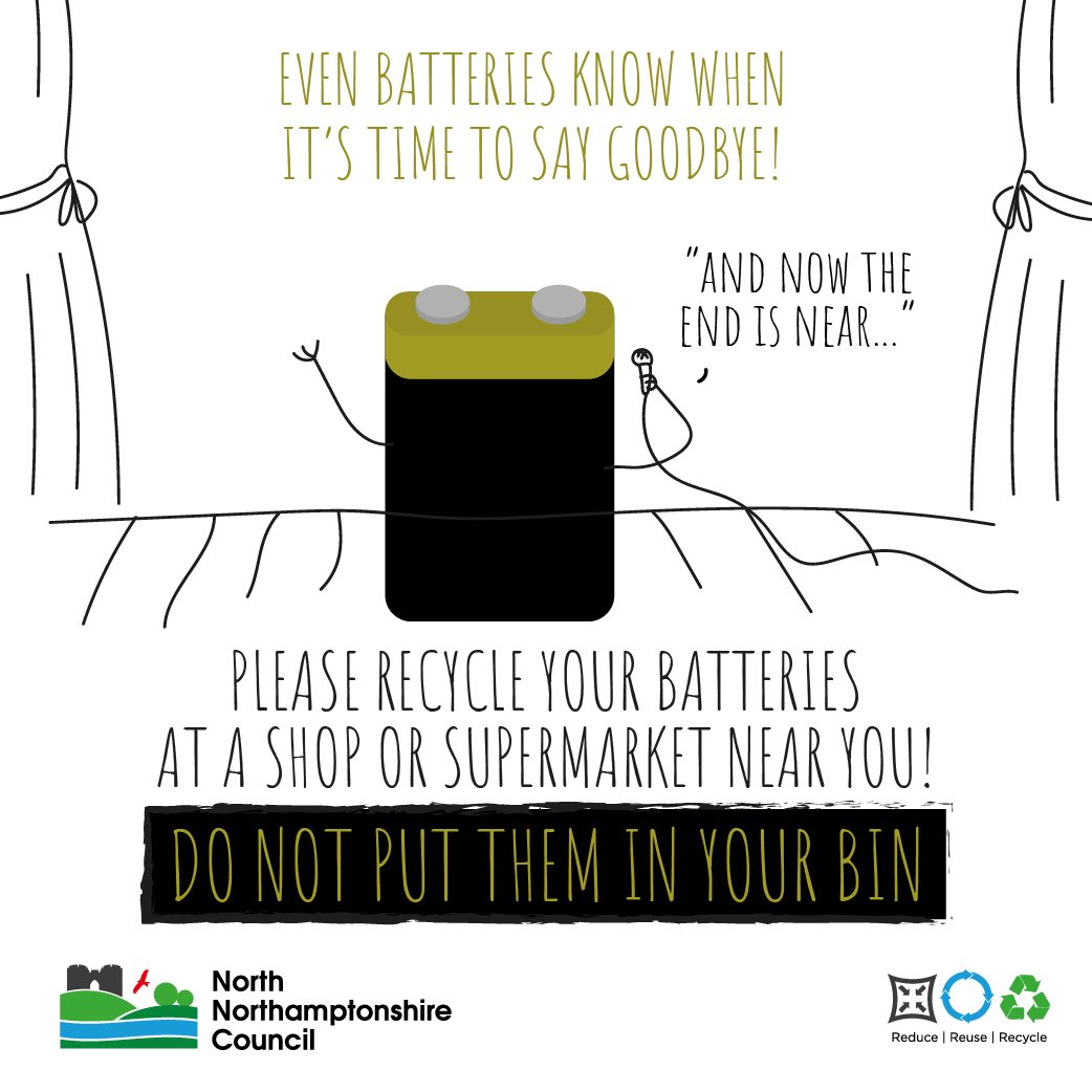 We don’t want to be overdramatic, but used batteries can cause fires in bins, so please, when its time to say goodbye… recycle your batteries at a shop or supermarket: ow.ly/fqRf50Rn7fc