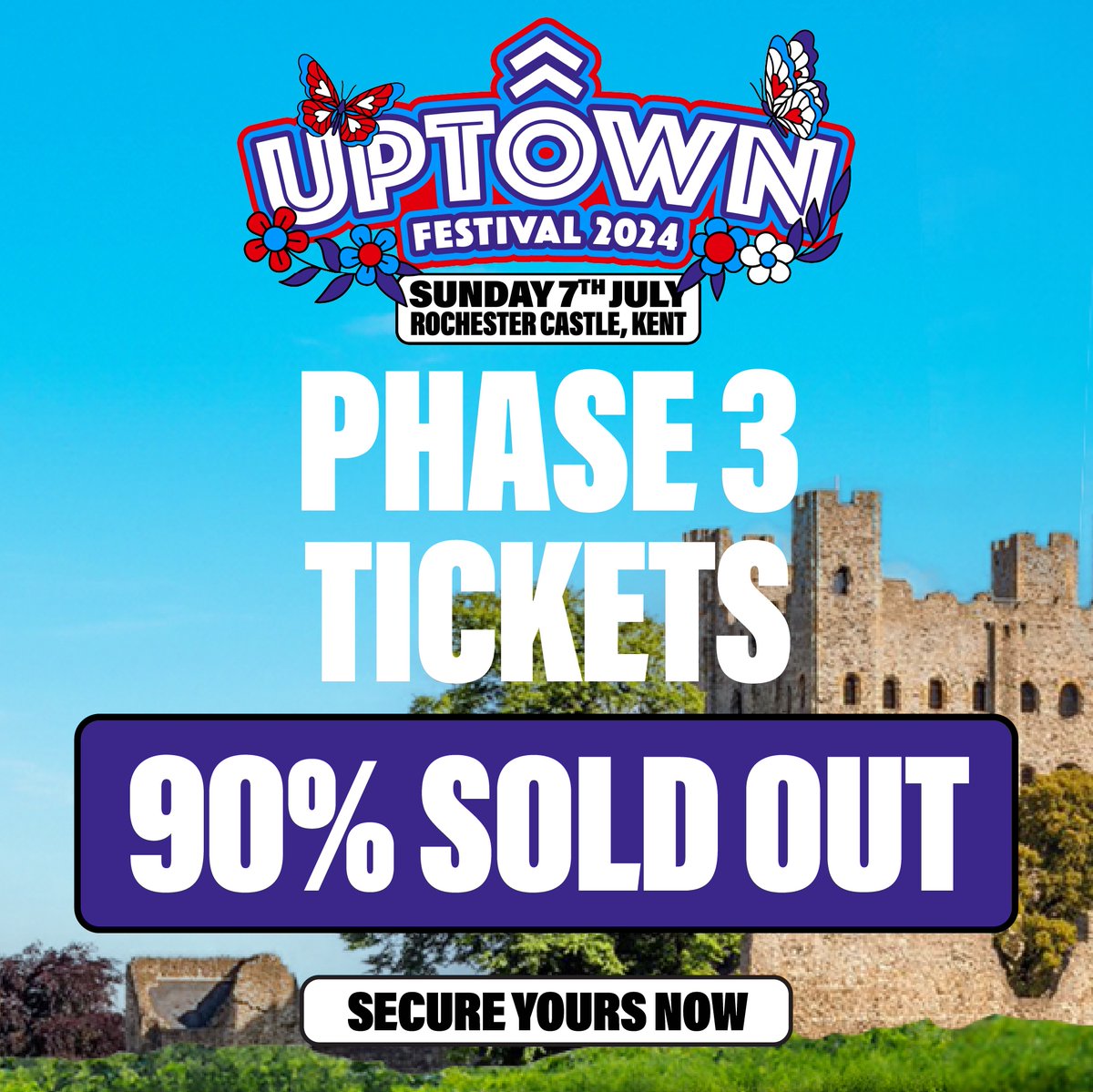 Will you be joining us at #UptownFestival2024 in the stunning setting of #RochesterCastle? 🏰 Make sure to grab the last remaining Phase 3 tickets before they're gone! Prices will be going up soon 👀 

👉 Secure them at rochester.uptownfestival.co.uk