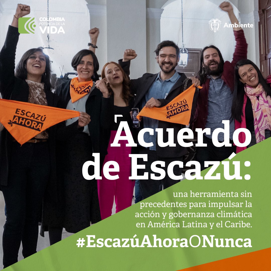 ¡#EscazúAhoraONunca! Avanzar en la implementación del Acuerdo nos permitirá que Colombia tenga una gobernanza ambiental. Con libre acceso a la información ambiental, la promoción de la transparencia y la participación ciudadana. #EscazúYA