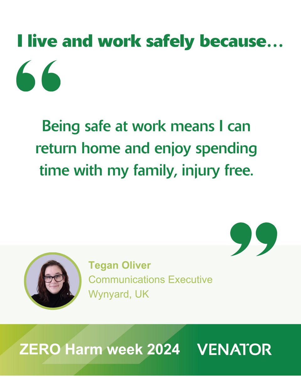 At Venator, #safety isn’t just a workplace priority, it’s a way of life.  

Today, we’re sharing a collection of quotes, that encapsulate the personal commitment of our team members to prioritize safety in all aspects of their lives. 

#ZEROHarmWeek #VenatorValues