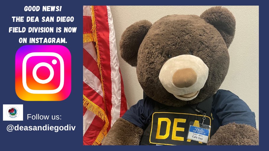 Great news! We are Instagram official. Follow the DEA San Diego Field Division and #CafeOso at @deasandiegodiv. And don't forget that tomorrow is #DEATakeBackDay