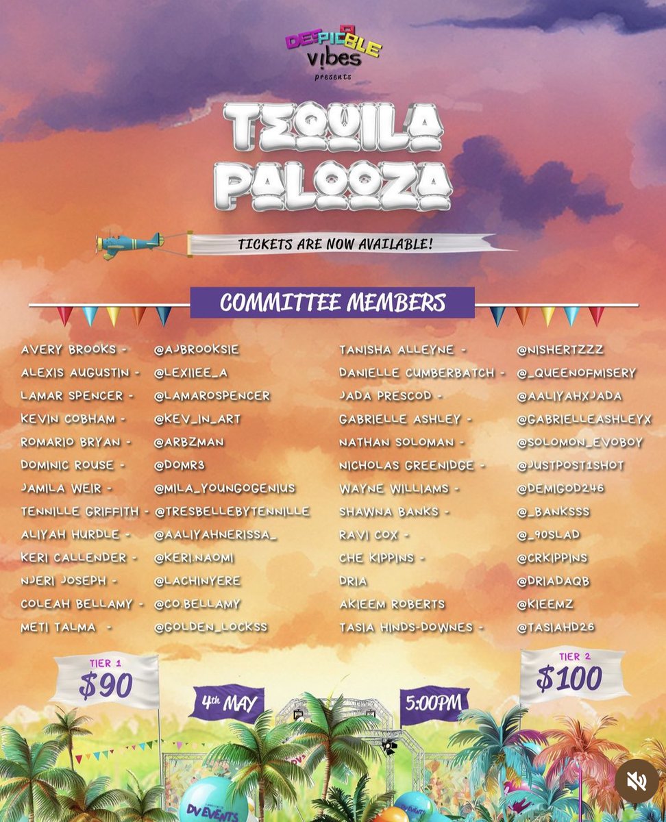 #TequilaPalooza 8 DAYS AWAY 

TIER 1 - SOLD OUT 
TIER 2 - LIMITED 

Reach out to our committee members for TIER 2 tickets 

#Despicablevibes