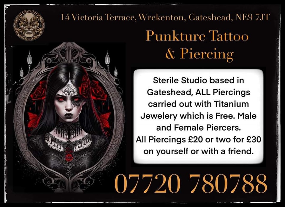 #NEbusiness body piercing and tattoo studio based in Gateshead #piercing #tattoo #IPL2024 just opposite seven stars offer still available