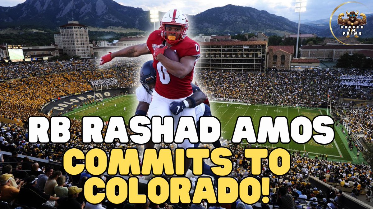 We got em!!! 6’2 235lb Miami (OH) Transfer RB Rashad Amos Commits to Colorado!! Best way to describe him is a bigger Josh Jacobs! Explosive runner, who runs behinds his pads, can make any cut and is a home run hitter! Sko Buffs 🏈🦬 youtube.com/live/s9q_EyHJm…