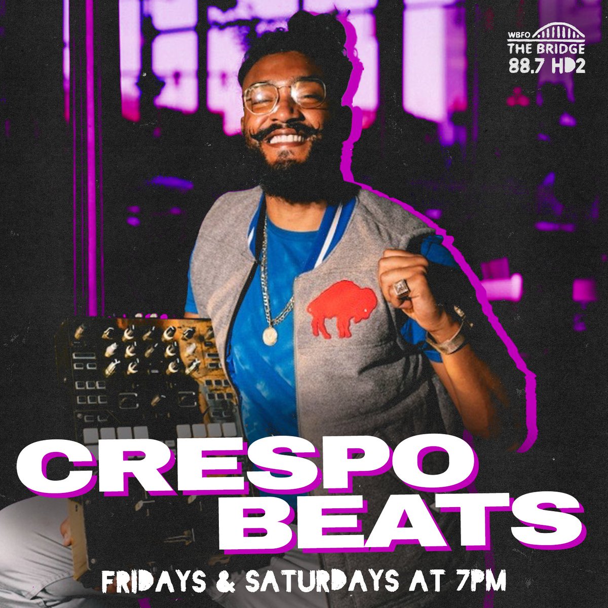 🌉 @crespobeats is activating the weekend vibes. Ask your smart speaker to play WBFO The Bridge or listen at 88.7 HD-2!