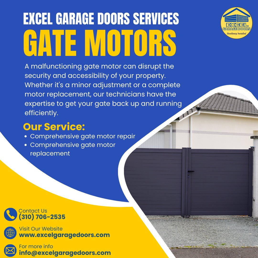 Upgrade your property with our advanced drive gate motors, designed for smooth, reliable, and secure operation. #DriveGateMotors #GateAutomation #AccessControl #SecuritySolutions #Convenience #ExcelGarageDoors #PropertyUpgrade #ResidentialSecurity #CommercialAutomation