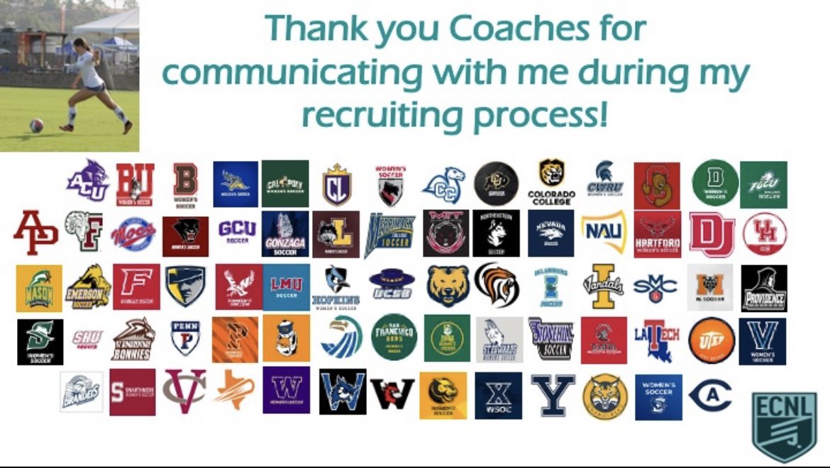 Thank you coaches for communicating with me during my recruiting and following me during my process! Special thanks to those coaches who sent their congratulations! I’m still working on my thank you notes! @ImCollegeSoccer @ImYouthSoccer @ECNLgirls @TheSoccerWire @TopDrawerSoccer