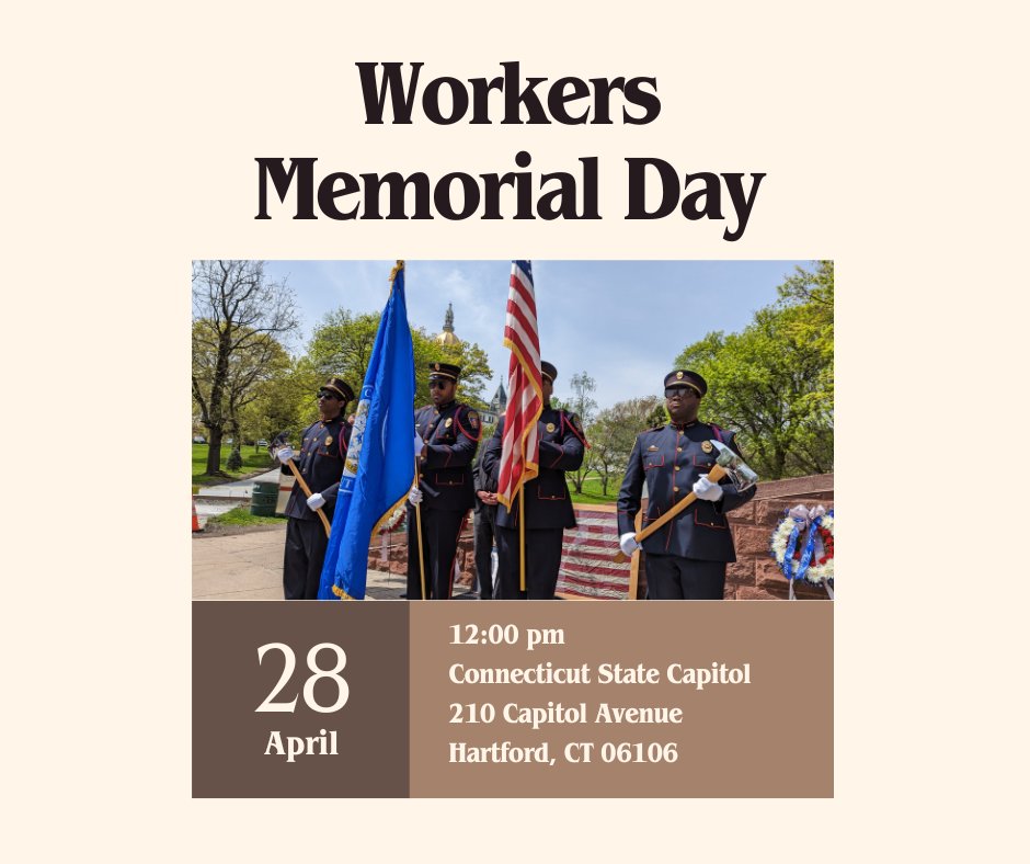 On April 28, the unions of the AFL-CIO will observe #WorkersMemorialDay to remember those who have suffered and died on the job, and to renew the fight for safe jobs. Join us Sunday at noon. #1uSafety
