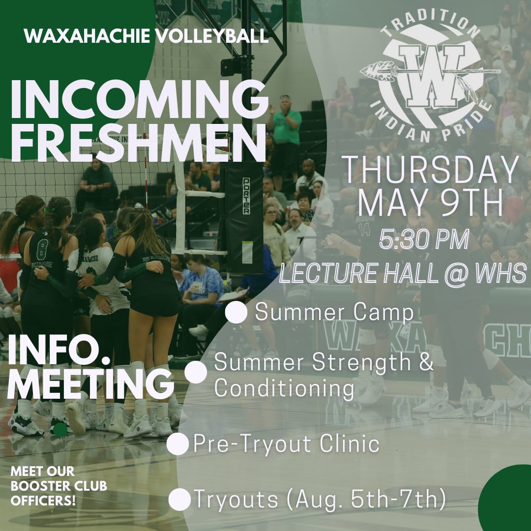 ✳️ALL INCOMING FRESHMEN✳️ See the flyer for details about our informational parent meeting in May! Mark your 🗓️ and plan to attend! #IndianPRIDE @hachiesports @WaxahachieHS @WaxahachieISD @girls_coleman @fjhladywarriors @HJHLadyBraves