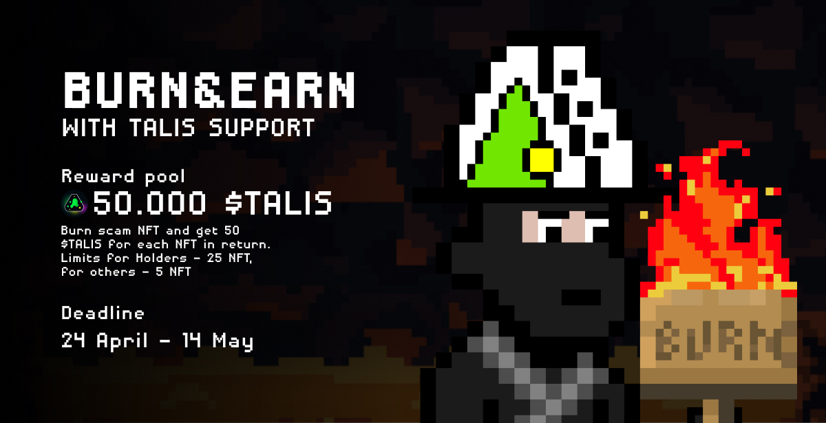injbbb's tweet image. Update event Burn&amp;amp;Earn with @ProtocolTalis 

Due to numerous requests from our community, we are pleased to announce an increase in the burn limit for this event:

🔥 The new limits are 25 NFT for Holders and 5 NFT for Everyone

Just over 40к $TALIS left. Hurry up!

More info👇