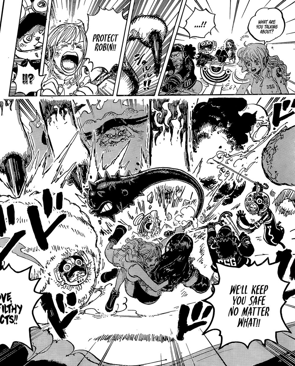 [#ONEPIECE] [#ONEPIECE1113]

Been wanting to say this, this panel right here got to be the best strawhat teamwork post time skip panel.

—[We haven’t gotten something like this since thriller bark & sabody.]

—[All the strawhats immediately went into action to protect their