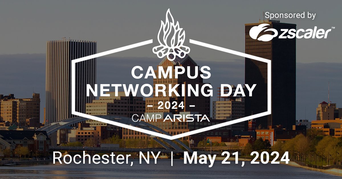 If you’re in the Rochester, NY area and have questions about the future of networking, join us at Camp Arista for our new Campus Networking Day! Get updated on zero trust networking, AIOps and zero improved network reliability. Register 👉 bit.ly/3x4bVWO