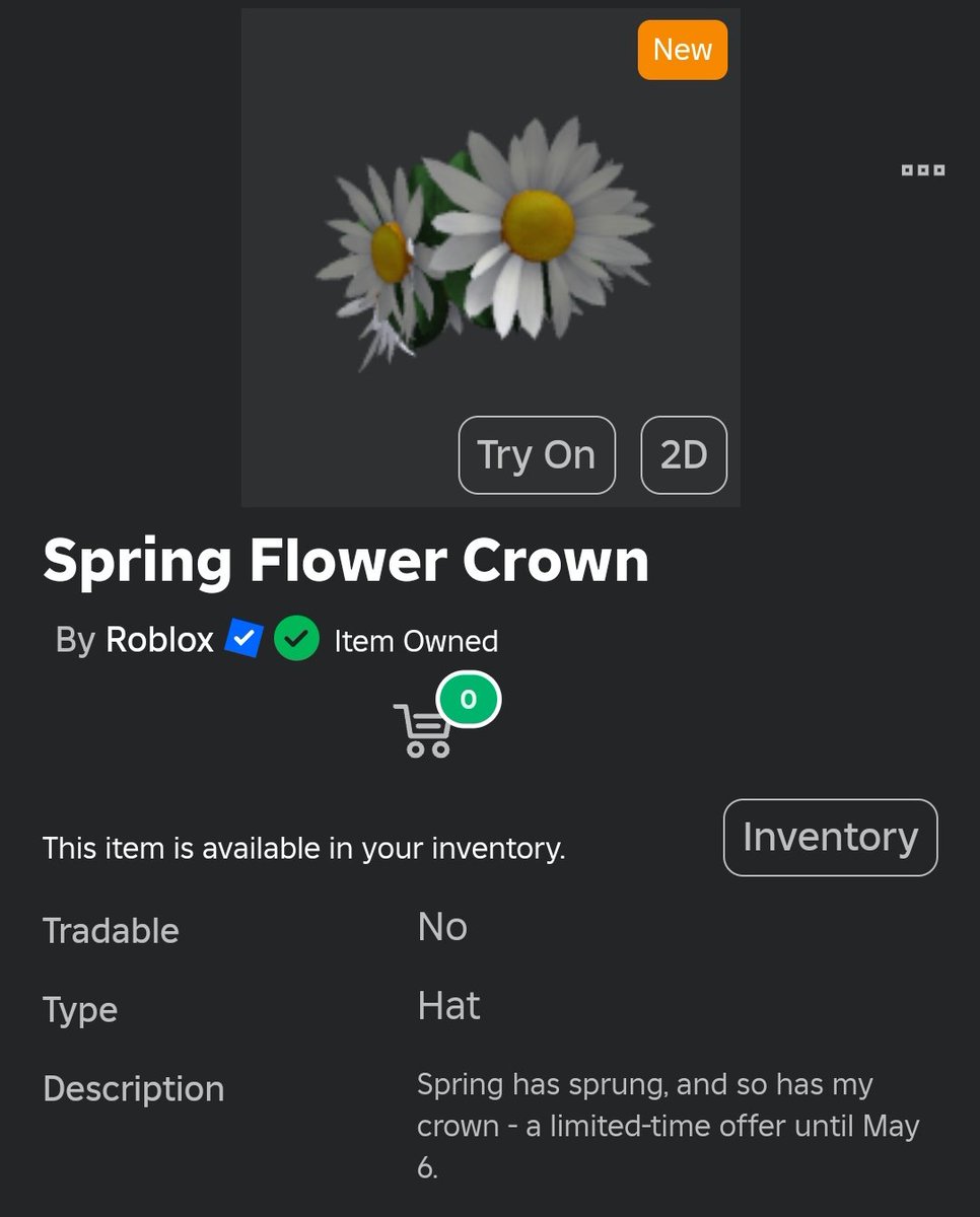 RobloxItaNews's tweet image. Fino al 6 Maggio potrete ottenere gratuitamente questo item. Inoltre genera delle particelle se indossato.

Link: roblox.com/catalog/168971…

#Roblox #RobloxIta