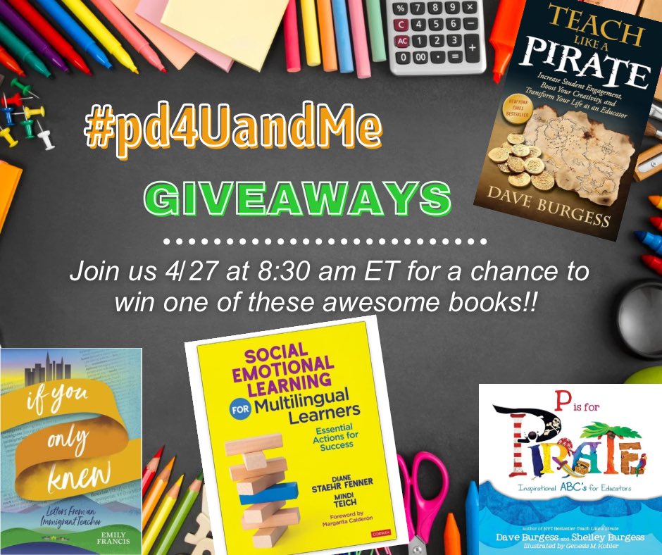 You won’t want to miss TOMORROW’S #pd4uandMe chat 🤩🔥📚 Topic: #TeacherAppreciationWeek ideas ⏰ 8:30 am ET Giveaways — THANKS to @CorwinPress (5 copies), @dbc_inc, and 🙋🏽‍♀️ me! @teresamgross @specialtechie