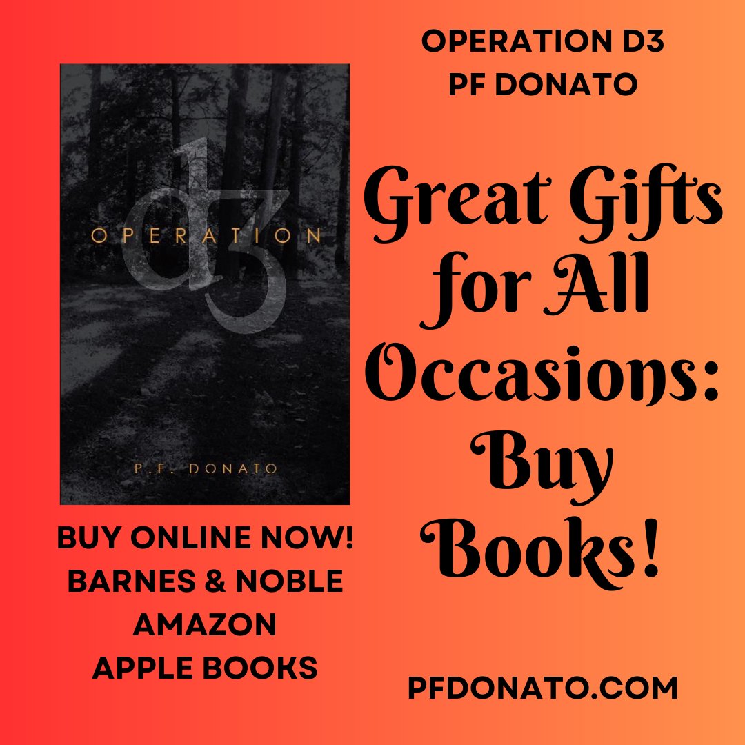 *Barnes & Noble barnesandnoble.com/w/operation-d3… *Amazon amazon.com/Operation-D3-P… *Apple Books books.apple.com/us/book/operat… * pagepublishing.com/books/?book=op… * pfdonato.com #bookcommunity #giftideas #readersoftwitter #bookstore #bookclub