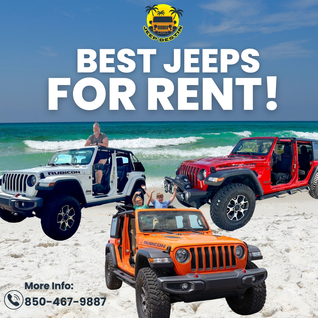 Ride in style without the hefty price tag! Our Jeeps offer sleek design, rugged performance, and affordability all in one. Ready to upgrade your ride? 🚗 

Book now 🌐 destinywateradventures.com

#jeepdestin #jeeprentals #carrentals #destin #crabisland #fortwaltonbeach #pensacola