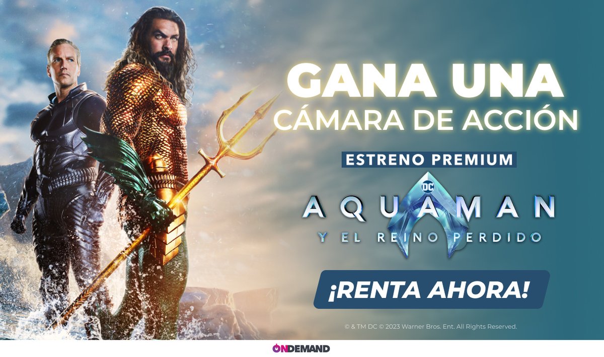 ¡Descubre los secretos del rey de los mares! 🌊 Renta Aquaman y el Reino Perdido en On Demand y participa en la trivia para tener la oportunidad de ganar una cámara de acción. ¡Disponible ahora! 🎥✨