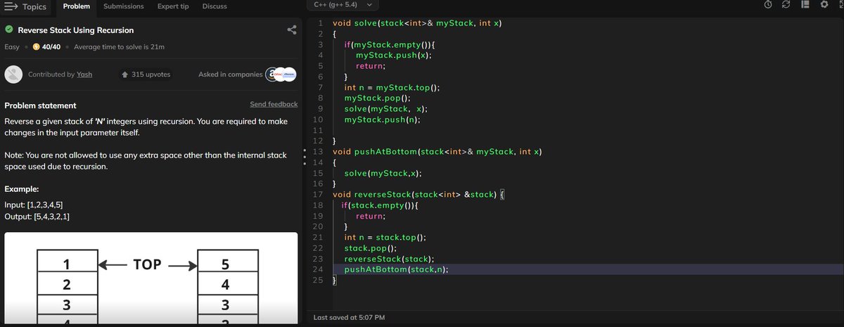 with_code01001's tweet image. Following DSA Playlist by Love Babbar
Lecture 55(Stack Part 2) done
Questions -
1. Redundant Brackets
2. Sort a stack
3. Valid Parenthesis
4. Minimum cost to make a string valid
#codingstreak #30