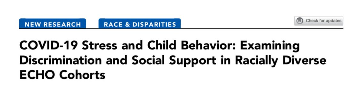 #JAACAP study finds caregiver #COVID19 stress related to child behavior problems, with caregiver experiences of discrimination leading to a stronger association between COVID-19 stress and anxiety and depression in Black American children. #covid #bipoc jaacap.org/article/S0890-…