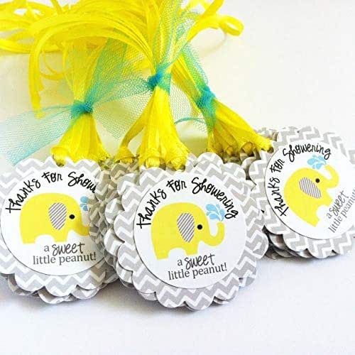 Shower the baby shower party with adorable Yellow Gray Elephant Favor Tags! 🐘✨ Celebrate in style with these cute tags. #BabyShower #PartyDecor #EJWTT buff.ly/3whofmm