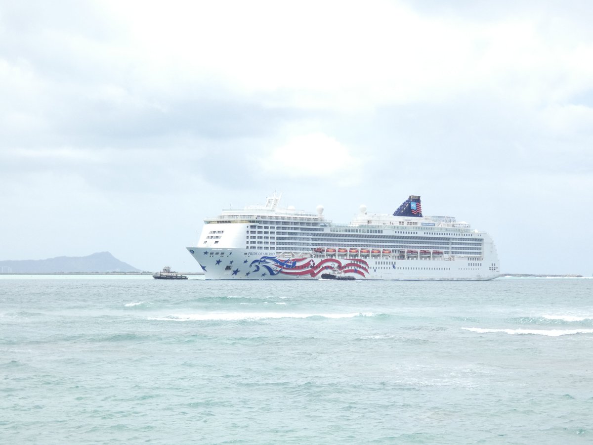 MS Pride of America, a cruise ship operated by NCL America, a division of Norwegian Cruise Lines coming into Pearl harbor, Hawaii - April 26, 2024. First time I have seen a cruise ship enter Pearl in the last two and half years. She is not displaying AIS.