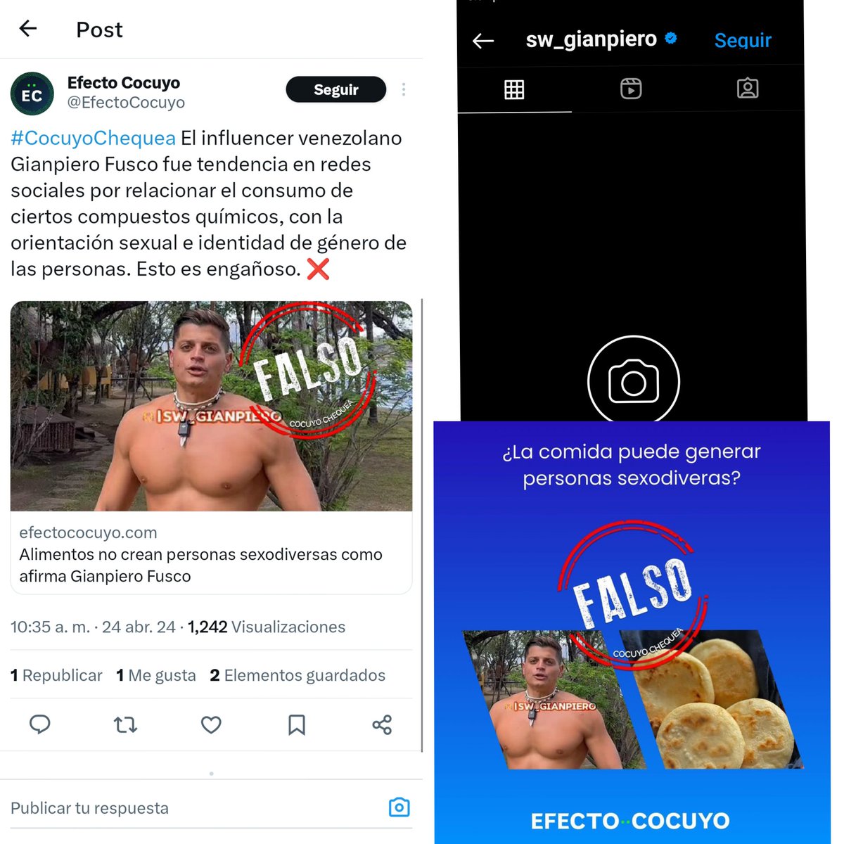 Me están preguntando que si a la Cubito Gianpiero Fusco le cerraron su IG:No lo creo,seguramente ella misma lo desactivó por la pela cuando @EfectoCocuyo le calló la jeta desmintiendo eso que dijo de que la arepa te volvía parcha como a ella. Es lo que les dije en estos días: