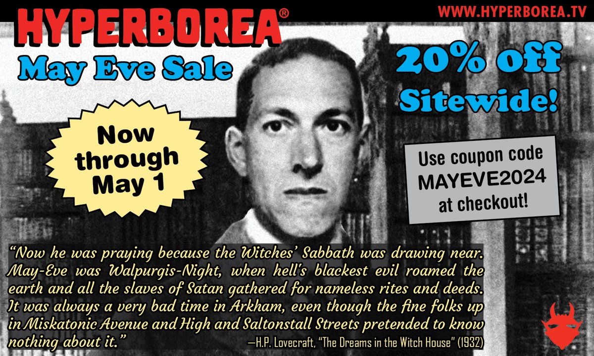 Our annual May Eve Sale is live! From now until May 1, use coupon code MAYEVE2024 to save 20% on all orders at hyperborea.tv