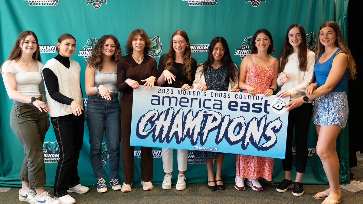 A special day for our women's cross country team as the runners received their 2023 @AmericaEast championship rings! #AEXC @binghamtonu