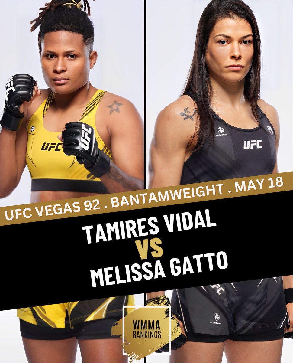 🚨 𝐅𝐢𝐠𝐡𝐭 𝐀𝐧𝐧𝐨𝐮𝐧𝐜𝐞𝐦𝐞𝐧𝐭: Hailey Cowan out due to injury! 🇧🇷 Melissa Gatto steps in to face 🇧🇷 Tamires Vidal in bantamweight action at #UFCVegas92 on May 18. #WMMA #UFC