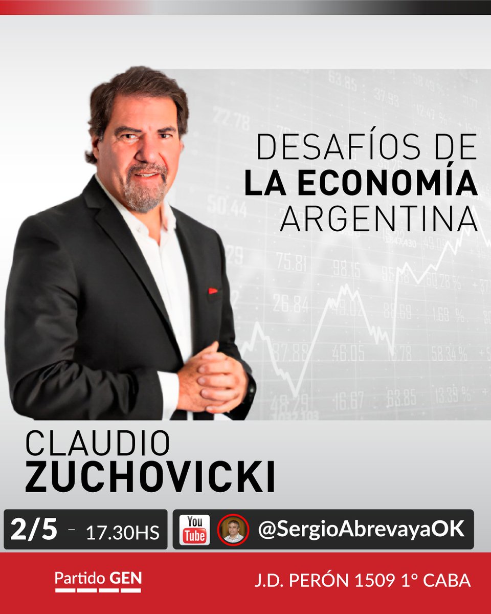 El periodista y especialista económico, @ClaudioZucho nos ayuda a entender los problemas económicos que tiene Argentina y las posibles salidas a la situación que atravesamos. El jueves 2 de mayo, a las 17.30 hrs. En Perón 1509, piso 1, CABA.