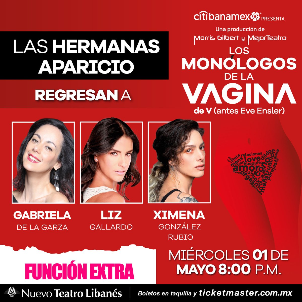 🚨 Las actrices que interpretaron a las hermanas Aparicio estarán de vuelta este miércoles 01 de mayo a las 8:00 p.m. en la función extra de @MonologosVagMex. 💋 @gadelagarza 👄 @LIZGALLARDOof 🫦 #XimenaGonzálezRubio 🎟️ bit.ly/LMDLVExtra01Ma…