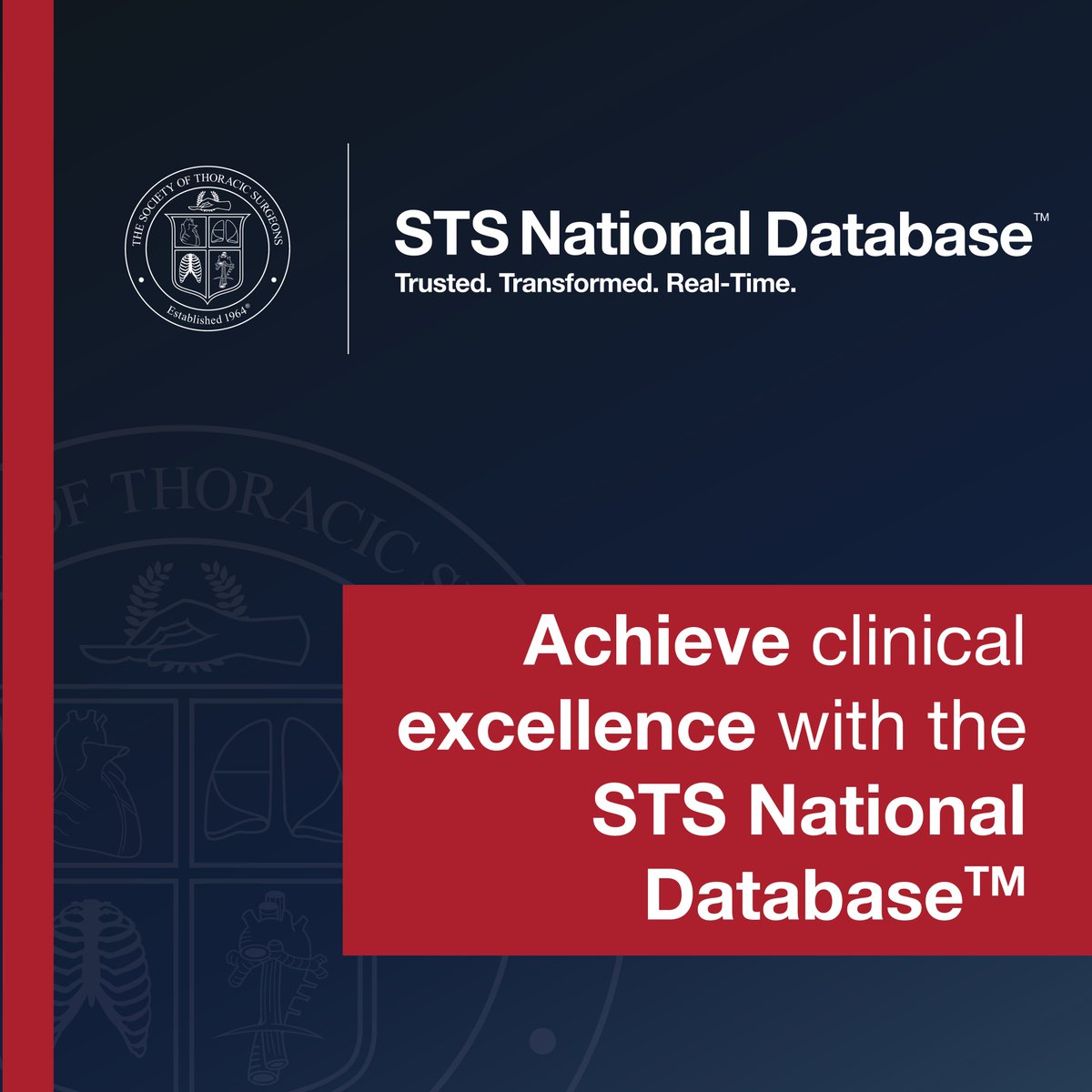 Experience the STS difference: 10 million procedures, real-time data, accurate risk models, and game-changing insights to achieve high-quality, long-term patient outcomes. Attending #AATS2024? Stop by booth 325 during exhibit hours to learn more about the STS National Database.