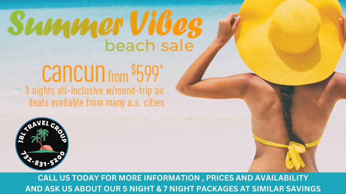 Summer Vibes #cancun #vacationpackages
Call the #fjbltravelgroup today for more information