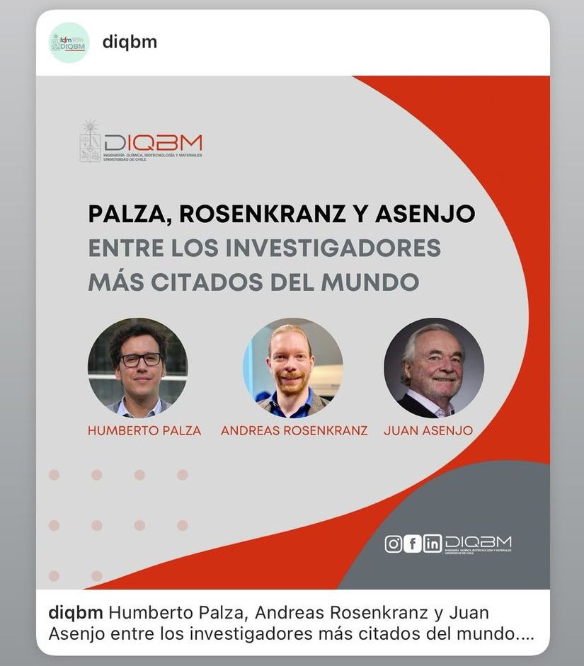 Palza, Rosenkranz y Asenjo entre los investigadores más citados del mundo uchile.cl/iq215691