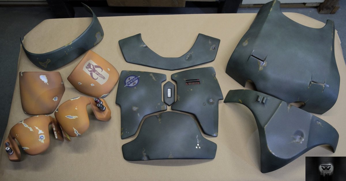 Boba Fett Return of the Jedi armor finished. I also have a flak vest, neckseal braids, a cape, and grommets on hand if you're looking for a movie accurate costume or display bust.
Message me for details.
#StarWars
#bobafett
#returnofthejedi
#cosplay 
#propmaker
#501stlegion